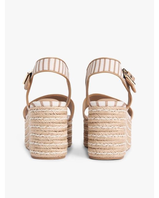 Tommy Hilfiger Natural Breton Stripe Platform Wedge Espadrilles