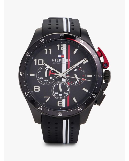 Tommy Hilfiger Blue Black Silicone Strap Chronograph Watch for men