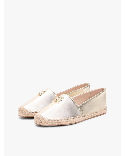 Tommy Hilfiger Natural Th Monogram Metallic Leather Espadrilles