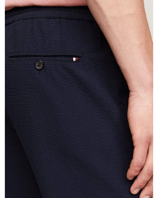 Tommy Hilfiger Blue Harlem Tapered Drawstring Seersucker Trousers for men