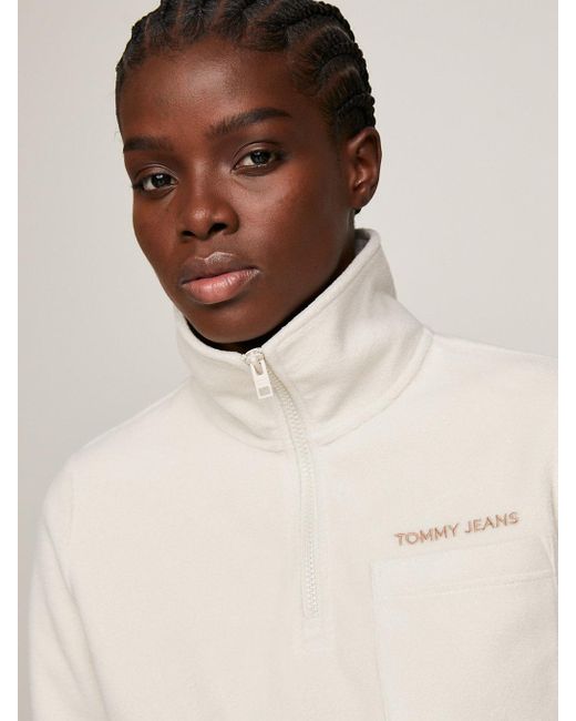 Tommy Hilfiger White Classics Zipped Neck Polar Fleece Sweatshirt