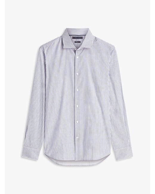 Tommy Hilfiger Blue New York Label Th Flex Slim Fit Stripe Shirt for men