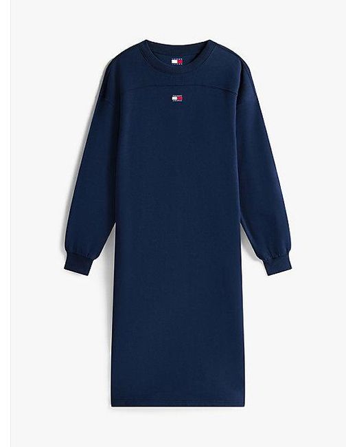 Tommy Hilfiger Midi-Sweaterjurk Met Tommy-Badge in het Blue