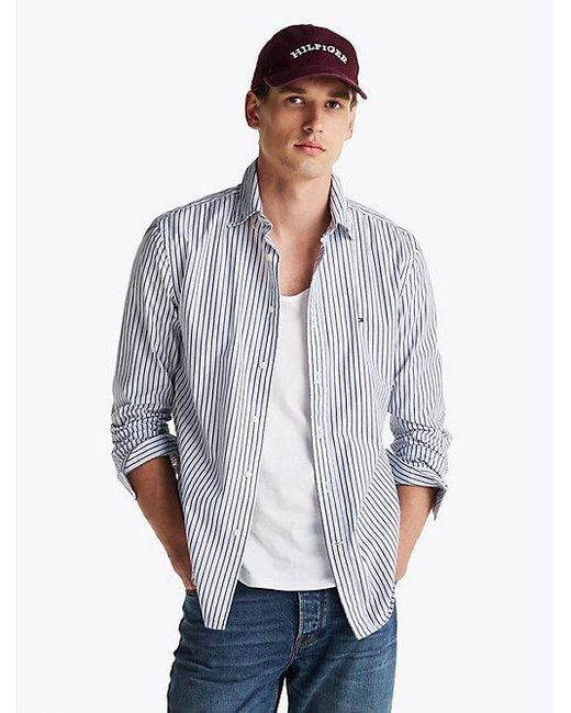 Tommy Hilfiger Flex Regular Fit Overhemd Met Strepen in het White voor heren