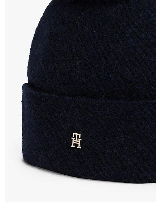Caja De Regalo Con Gorro Con Pompones Tommy Hilfiger de color Blue