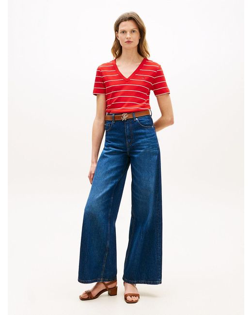 Tommy Hilfiger Red Slim V-Neck T-Shirt
