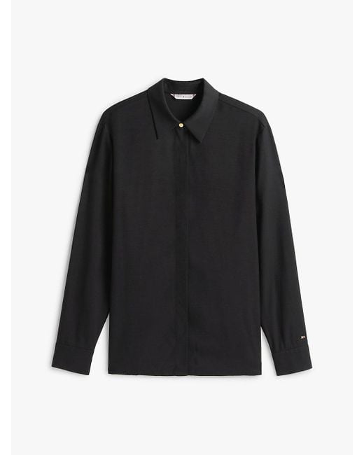 Chemise Coupe Standard À Patte Invisible Tommy Hilfiger en coloris Black
