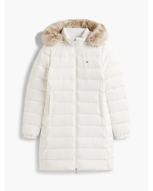 Tommy Hilfiger Blue Slim Shiny Down Hooded Coat