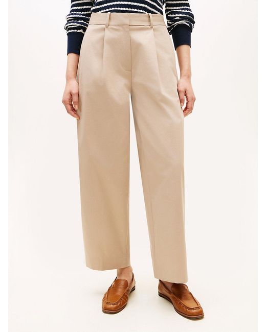 Tommy Hilfiger Blue Pleated Barrel Chinos