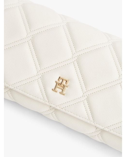 Tommy Hilfiger Natural Quilted Th Monogram Chain Strap Wallet