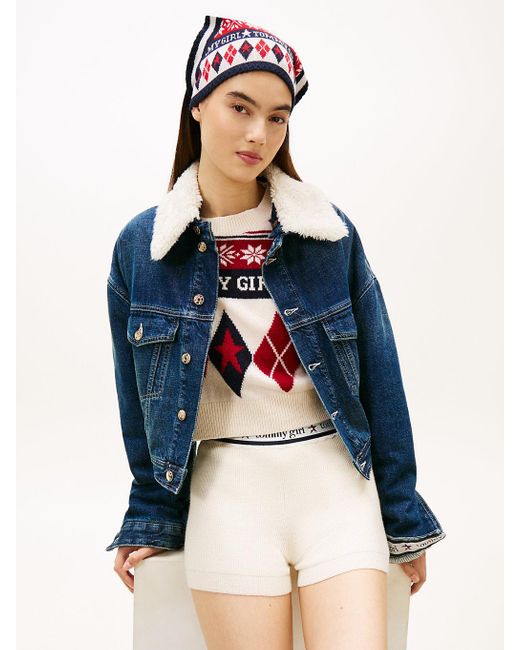 Tommy Hilfiger Blue Tommy Girl Pure Wool Logo Knit Shorts