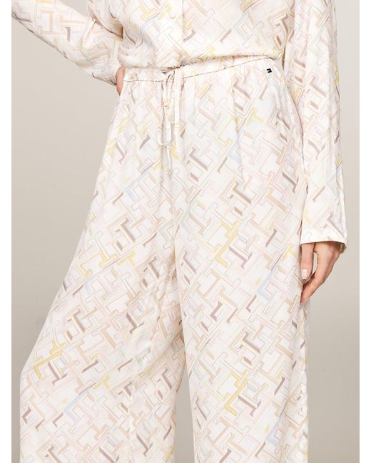 Tommy Hilfiger Natural Th Monogram Shirt And Bottoms Pyjama Set