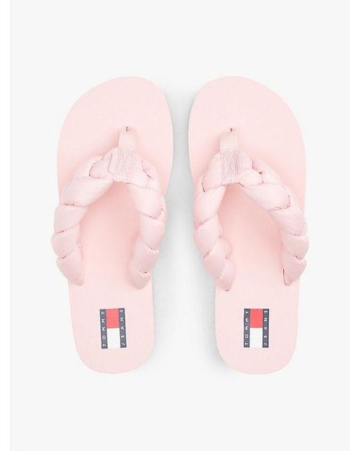 Tommy Hilfiger Teenslipper Met Gevlochten Band En Profielzool in het Pink