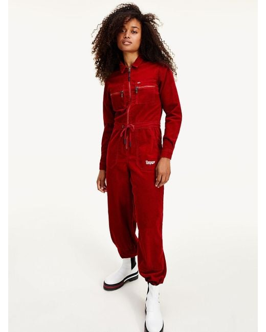 Tommy Hilfiger Denim Cord-Overall in Rot | Lyst DE