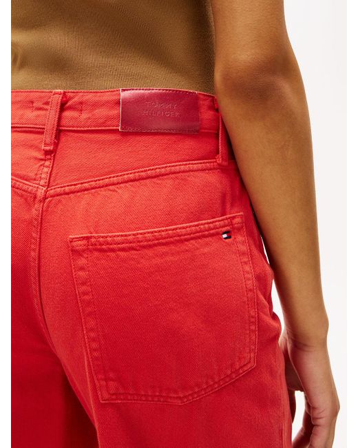 Tommy Hilfiger Red High Rise Wide Leg Ankle Jeans