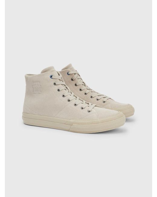 Tommy Hilfiger White Suede Monogram High-top Trainers for men