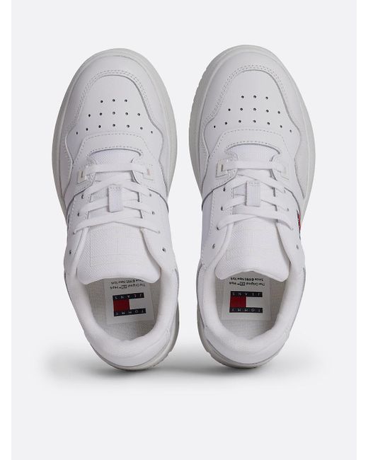 Tommy Hilfiger White Essential Fine Cleat Flatform Trainers