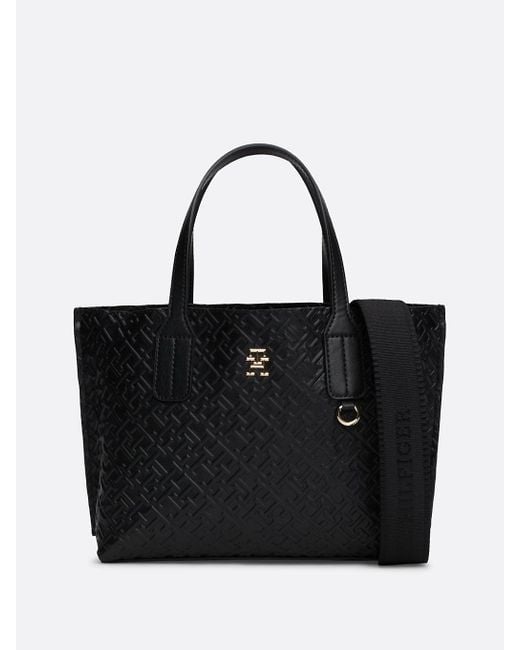 Tommy Hilfiger Black Th Monogram Embossed Tote