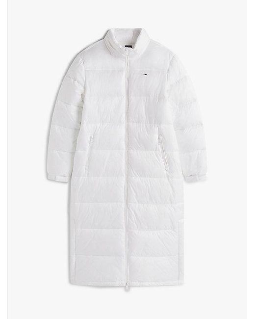 Tommy Hilfiger Lang Pufferjack Met Opvouwbare Capuchon in het Blue