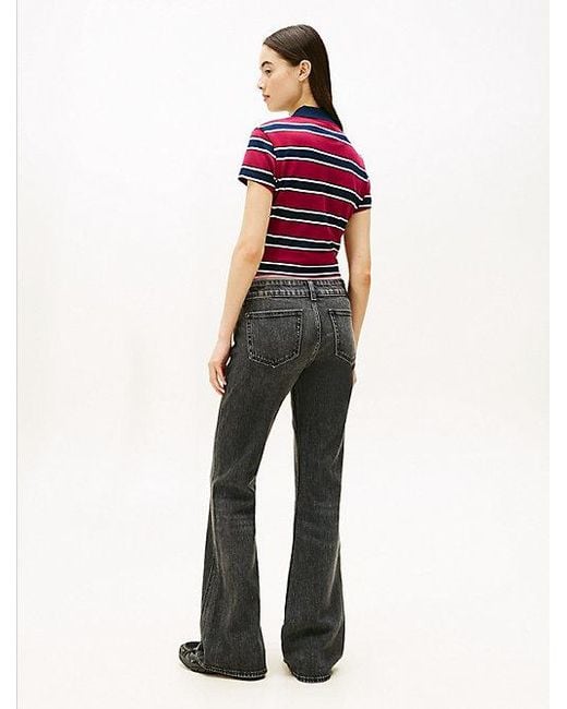 Tommy Hilfiger Low Rise Zwarte Bootcut Jeans Met Fading in het Black