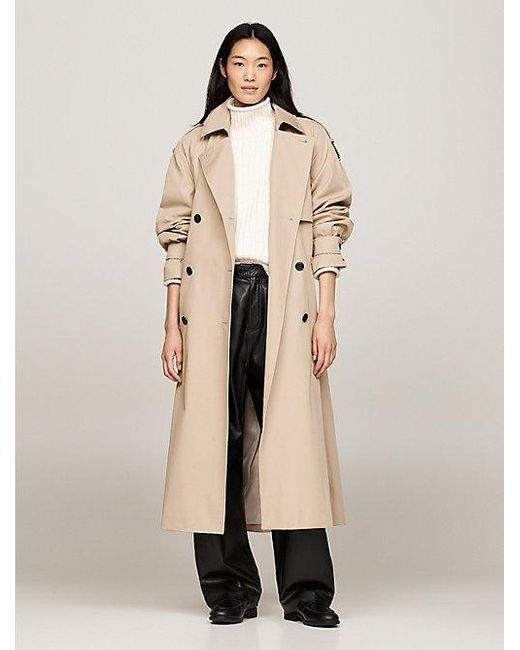 Gabardina Larga Con Cinturón Tommy Hilfiger de color Natural