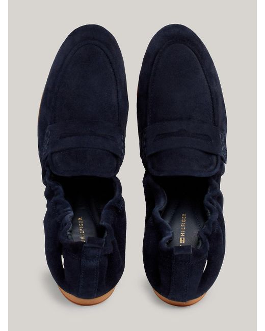 Tommy Hilfiger Blue Suede Moccasin Half Cleat Loafers