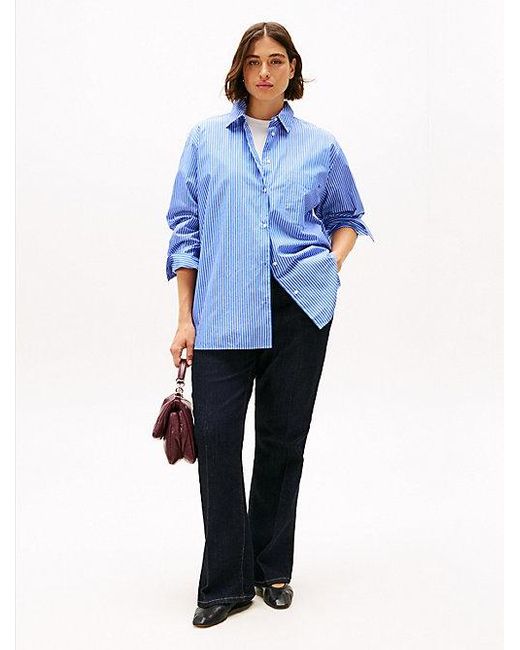 Camisa Curve De Popelín Con Corte Oversize Tommy Hilfiger de color Blue