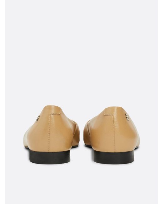 Tommy Hilfiger Natural Th Monogram Leather Pointed Toe Ballerinas