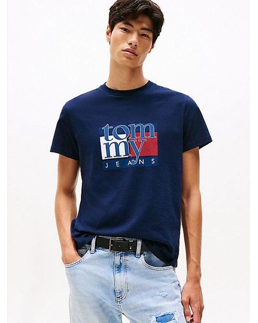 Camiseta Slim Con Logo Gráfico Tommy Hilfiger de hombre de color Blue