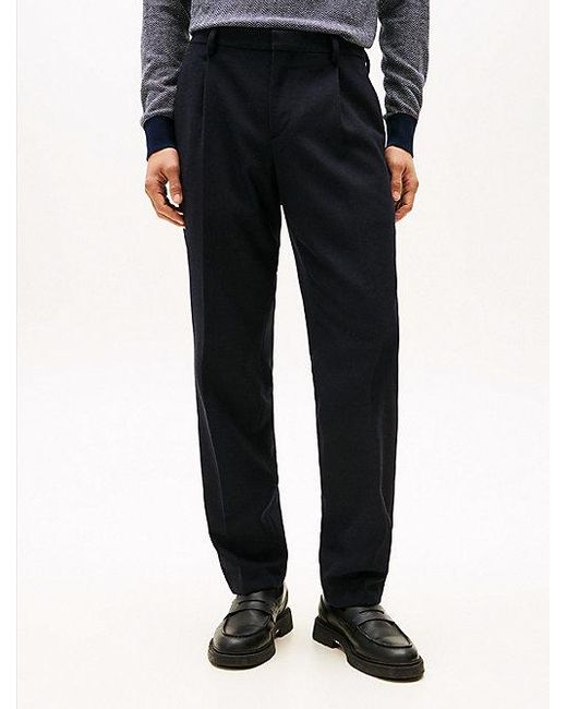 Pantalón En Mezcla De Lana Con Corte Regular Tommy Hilfiger de hombre de color Blue
