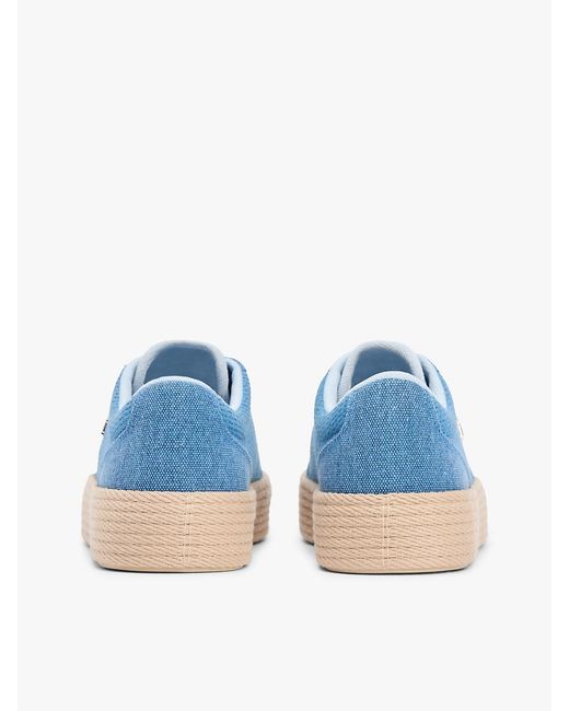 Tommy Hilfiger Blue Th Monogram Canvas Rope Platform Trainers
