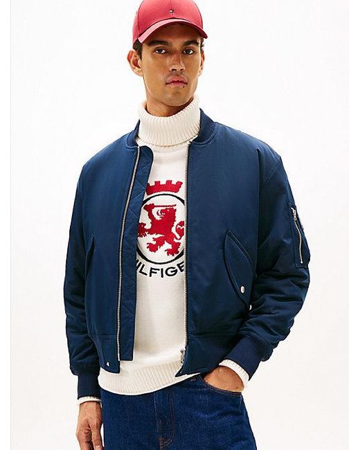 Tommy Hilfiger Waterafstotend Relaxed Fit Bomberjack in het Blue voor heren