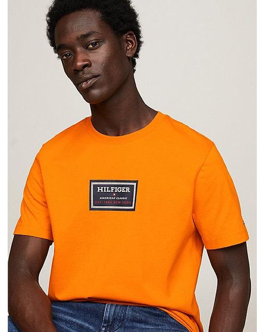 Tommy Hilfiger T-Shirt aus Jersey mit Logoprint in Orange für Herren