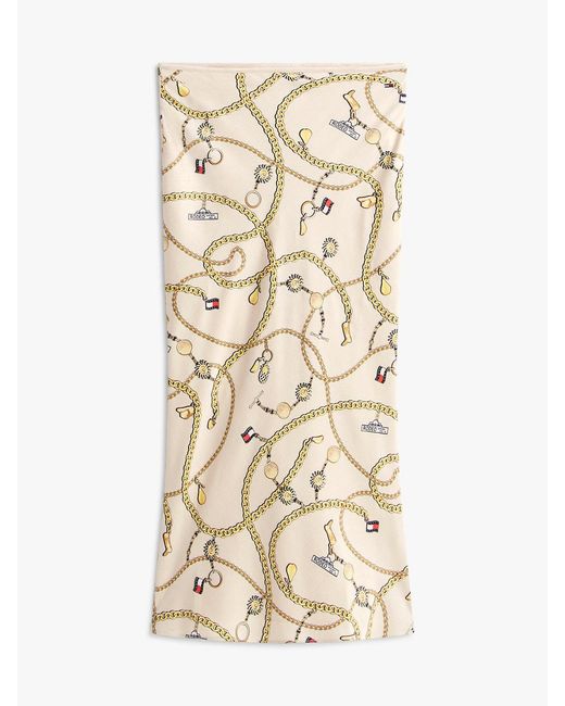 Tommy Hilfiger Metallic Chain Print Slim Maxi Skirt