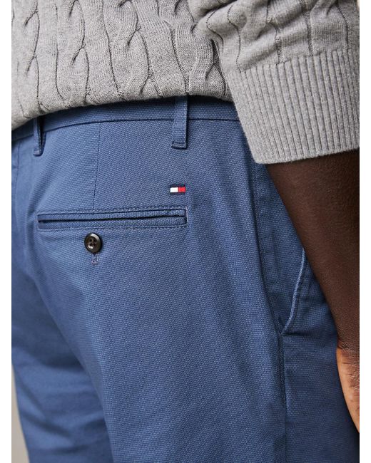 Tommy Hilfiger Blue Bleecker Stretch Cotton Printed Slim Chinos for men