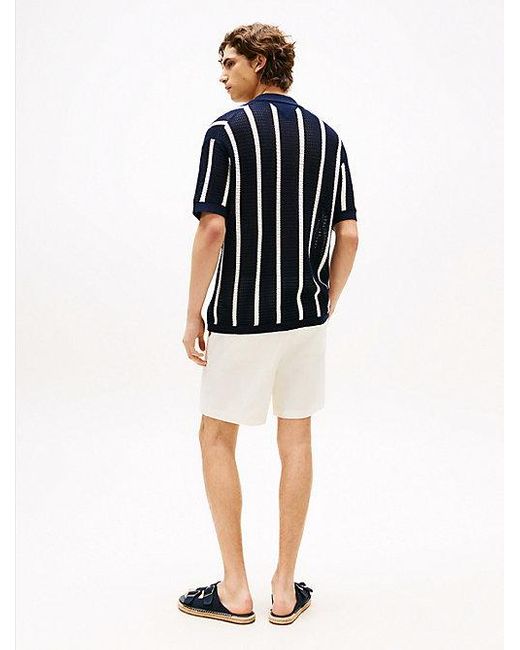 Tommy Hilfiger Opengebreid Relaxed Fit Overhemd Met Strepen in het Black voor heren