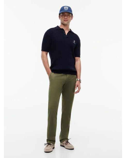 Tommy Hilfiger Green Denton Micro Print Straight Leg Chinos for men
