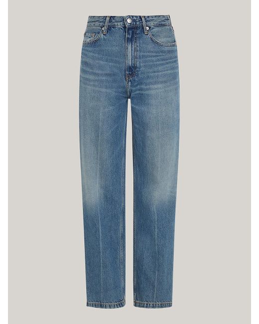 Tommy Hilfiger Blue High Rise Relaxed Straight Faded Jeans