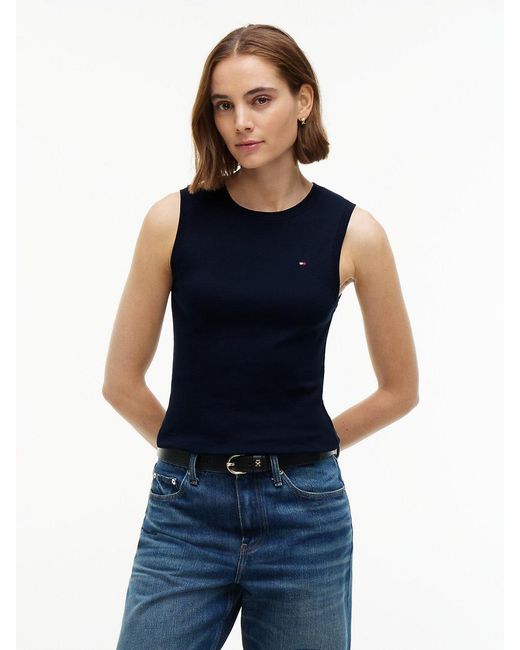 Tommy Hilfiger Blue Slim Crew Neck Tank Top