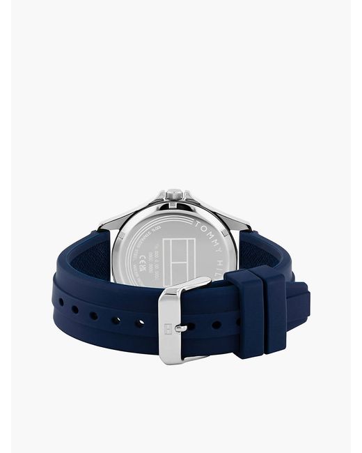 Tommy Hilfiger Blue Stainless Steel Silicone Strap Watch for men