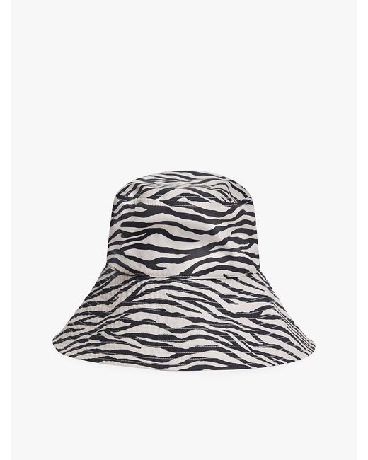 Tommy Hilfiger White Zebra Print Logo Plaque Bucket Hat