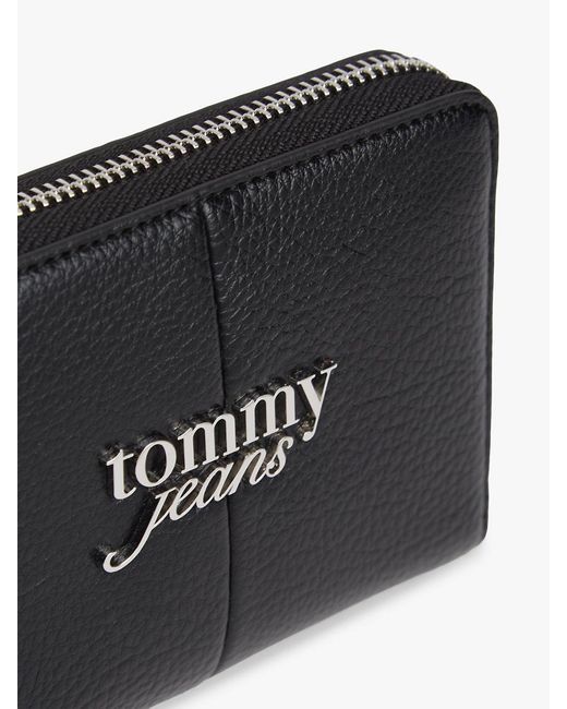 Tommy Hilfiger Black Wrist Strap Metal Logo Zip-Around Wallet