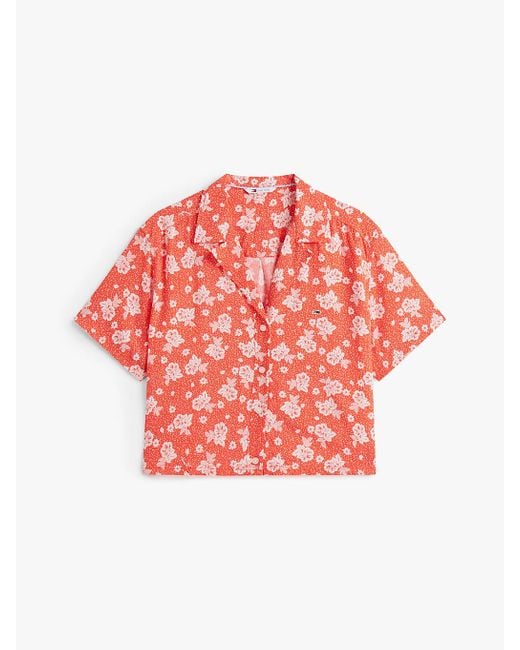Chemise Courte Imprimée À Manches Courtes Tommy Hilfiger en coloris Red