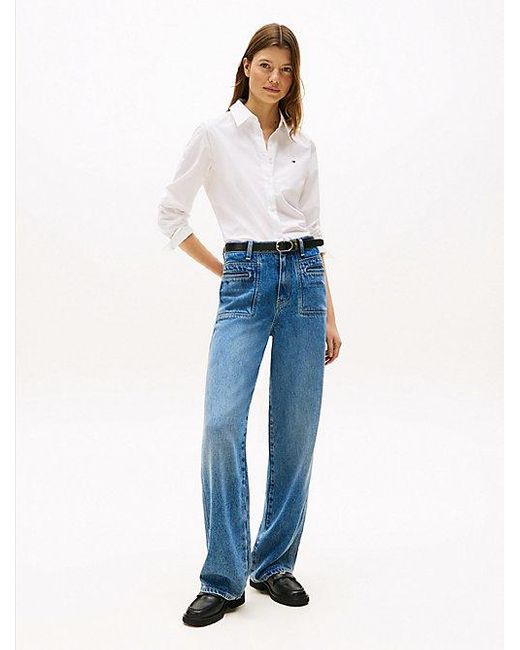 Tommy Hilfiger Regular Fit Overhemd Met Geborduurde Vlag in het White
