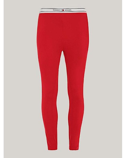 Tommy Hilfiger Lange legging Met Logotailleband in het Red