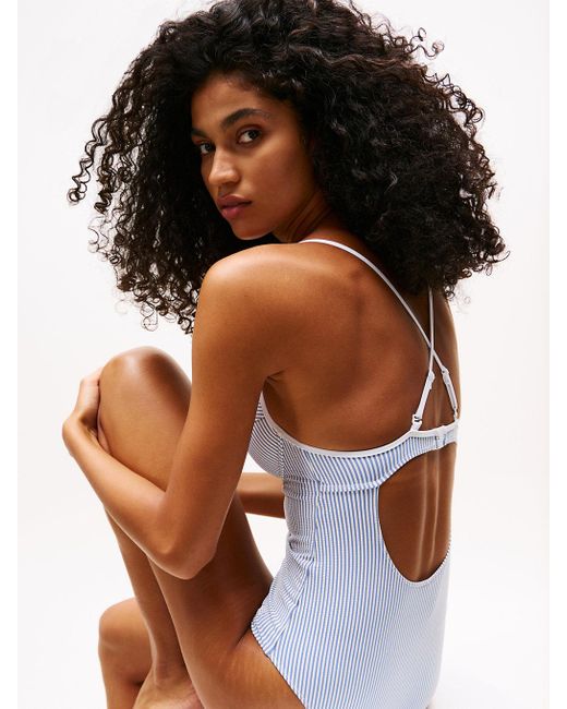 Tommy Hilfiger White Textured Demi Cup Swimsuit