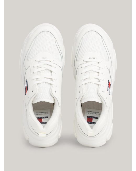 Tommy Hilfiger Blue Leather Hybrid Chunky Sole Trainers