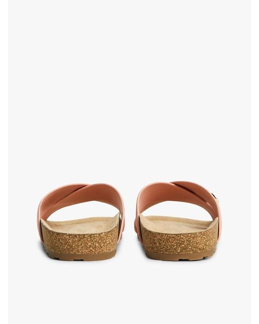 Tommy Hilfiger Pink Suede Strap Cork Sandals