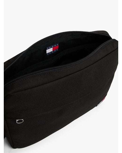 Tommy Hilfiger Black Essential Repeat Logo Strap Laptop Bag for men