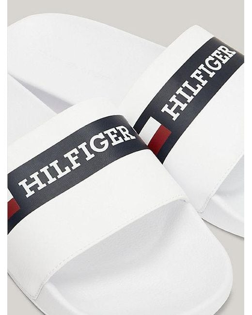 Chanclas con logo y cinta distintiva Tommy Hilfiger de hombre de color White